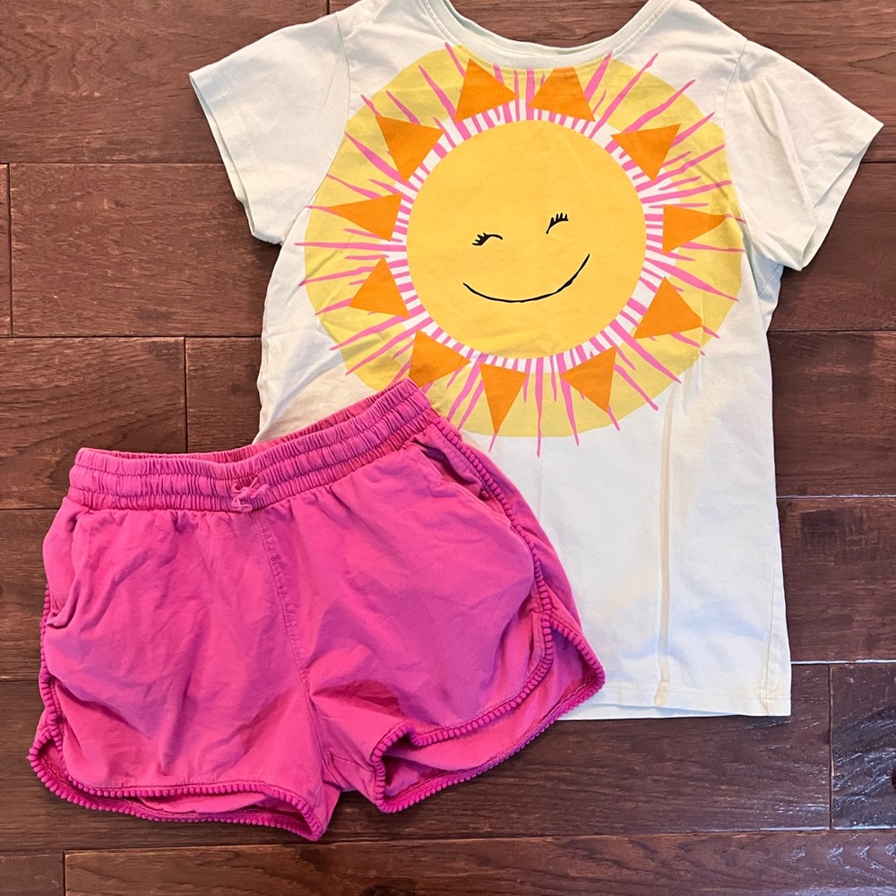 Tea Collection Sunshine Graphic Tee and Pink Shorts Set